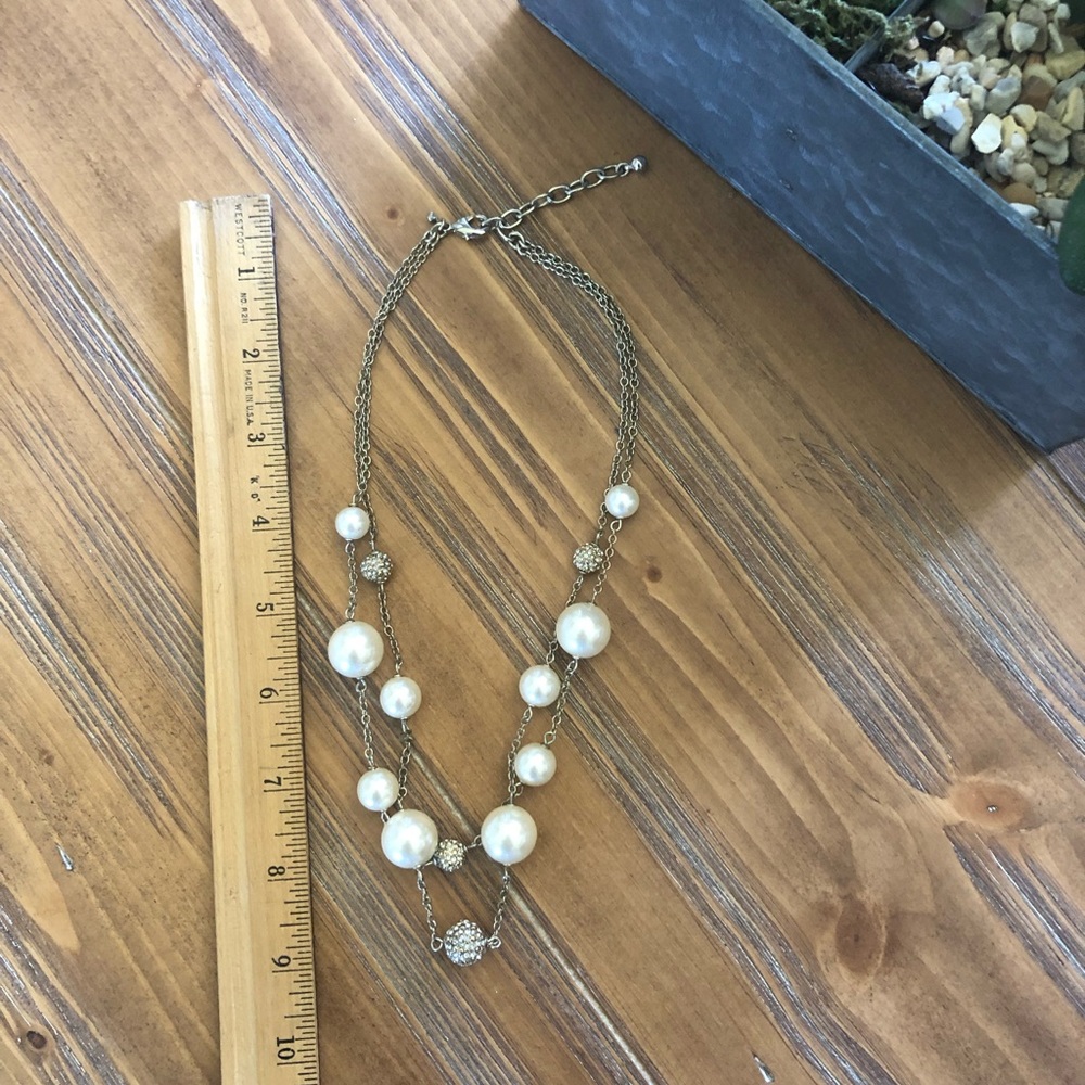 Pearl and Pave Crystal Silver Necklace